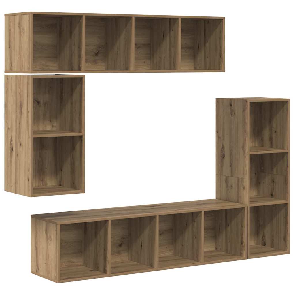 Tv-meubelset Wandgemonteerd 4 pcs Artisan Eiken Bewerkt hout is nu te koop bij PeponiXL, paradijselijk wonen!