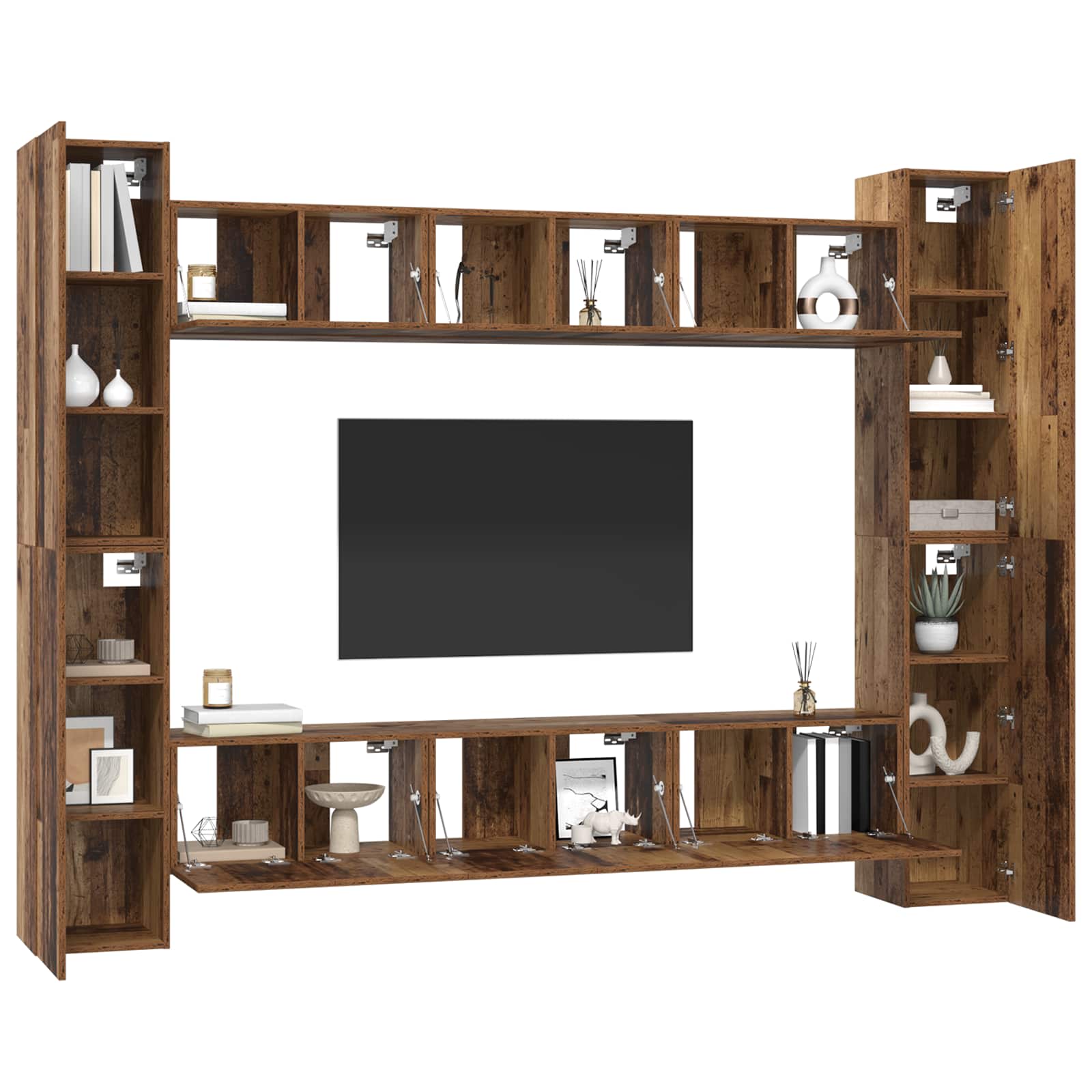 Tv-meubelset 10 pcs Oud Hout 30,5 x 30 x 90 cm Bewerkt hout is nu te koop bij PeponiXL, paradijselijk wonen!