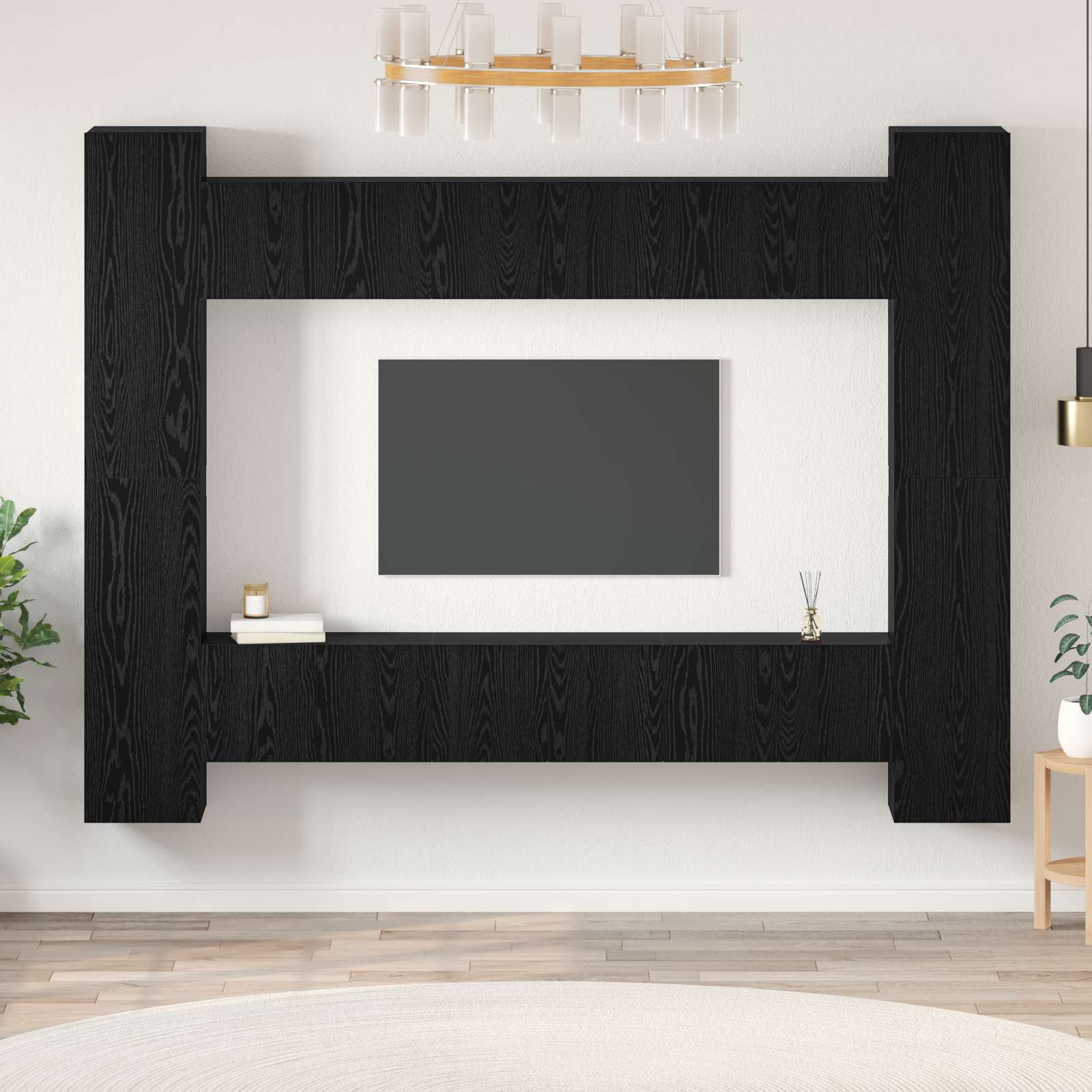 Tv-meubelset 10 pcs Zwart Eiken 30,5 x 30 x 90 cm Bewerkt hout is nu te koop bij PeponiXL, paradijselijk wonen!