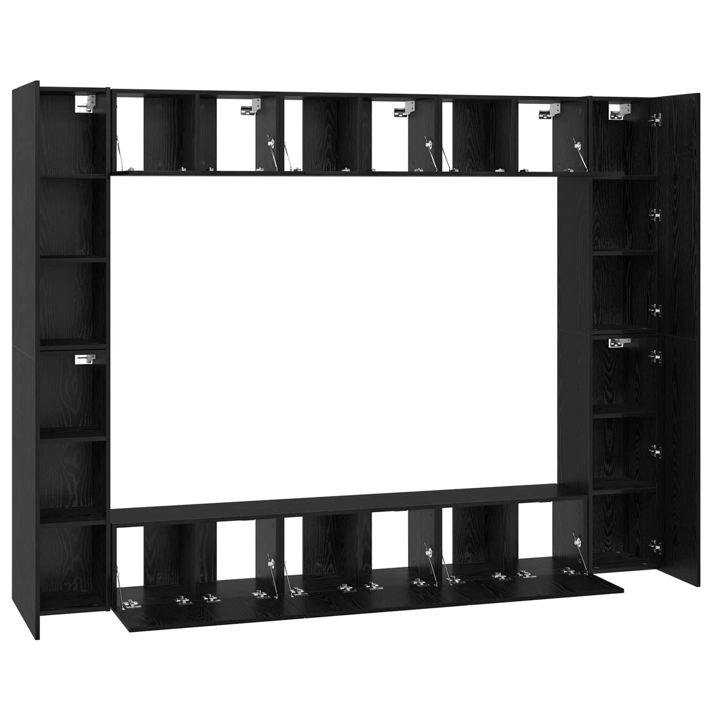 Tv-meubelset 10 pcs Zwart Eiken 30,5 x 30 x 90 cm Bewerkt hout is nu te koop bij PeponiXL, paradijselijk wonen!