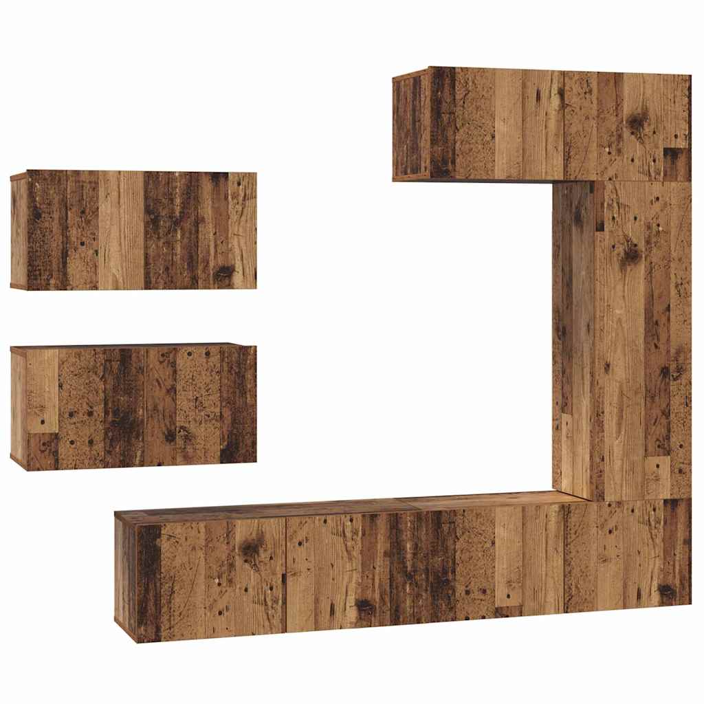 Tv-meubelset Wandgemonteerd 6 pcs Oud Hout Bewerkt hout is nu te koop bij PeponiXL, paradijselijk wonen!