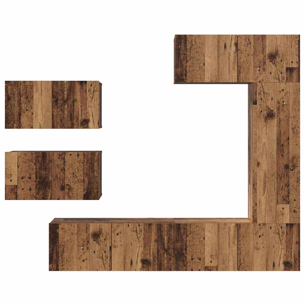 Tv-meubelset Wandgemonteerd 6 pcs Oud Hout Bewerkt hout is nu te koop bij PeponiXL, paradijselijk wonen!