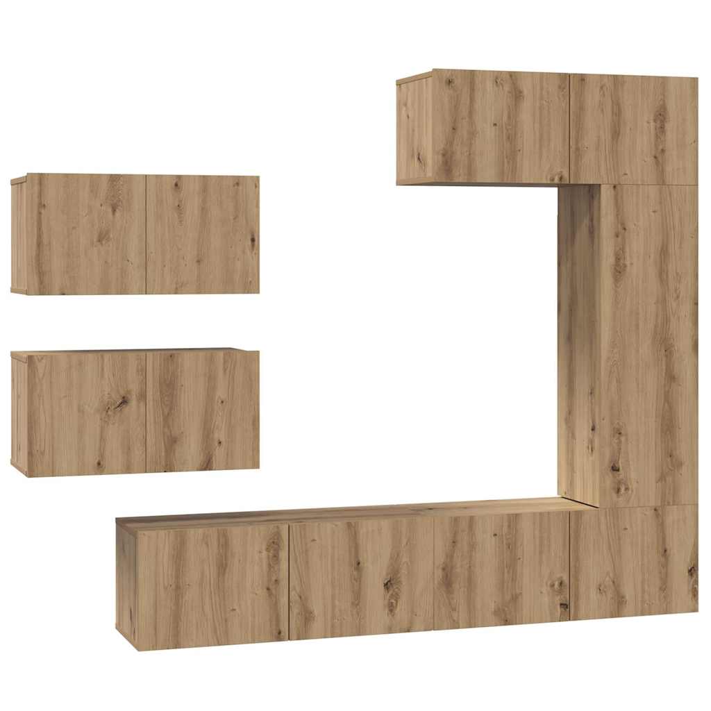 Tv-meubelset Wandgemonteerd 6 pcs Artisan Eiken Bewerkt hout is nu te koop bij PeponiXL, paradijselijk wonen!