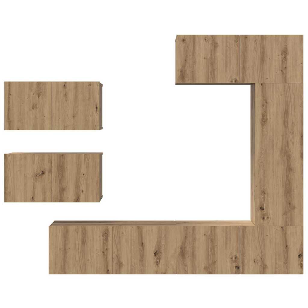 Tv-meubelset Wandgemonteerd 6 pcs Artisan Eiken Bewerkt hout is nu te koop bij PeponiXL, paradijselijk wonen!