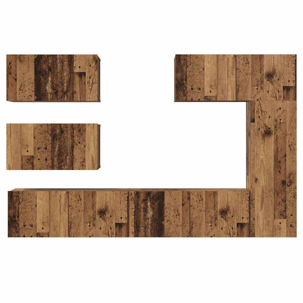 Tv-meubelset Wandgemonteerd 6 pcs Oud Hout Bewerkt hout is nu te koop bij PeponiXL, paradijselijk wonen!