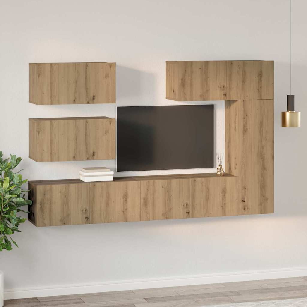 Tv-meubelset Wandgemonteerd 6 pcs Artisan Eiken Bewerkt hout is nu te koop bij PeponiXL, paradijselijk wonen!