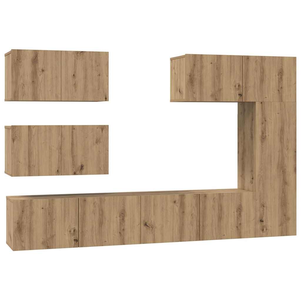 Tv-meubelset Wandgemonteerd 6 pcs Artisan Eiken Bewerkt hout is nu te koop bij PeponiXL, paradijselijk wonen!