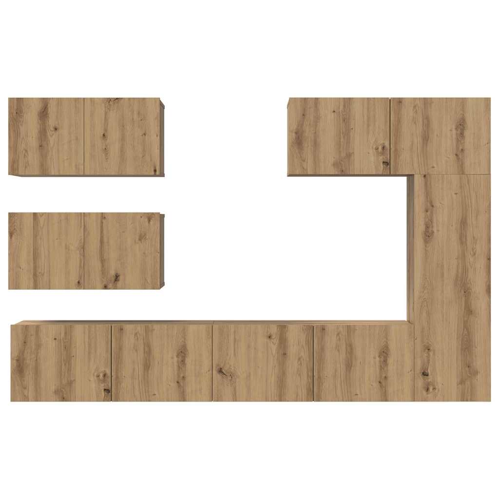Tv-meubelset Wandgemonteerd 6 pcs Artisan Eiken Bewerkt hout is nu te koop bij PeponiXL, paradijselijk wonen!