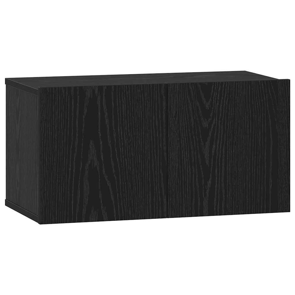 Tv-meubelset Wandgemonteerd Zwart Eiken Bewerkt hout is nu te koop bij PeponiXL, paradijselijk wonen!
