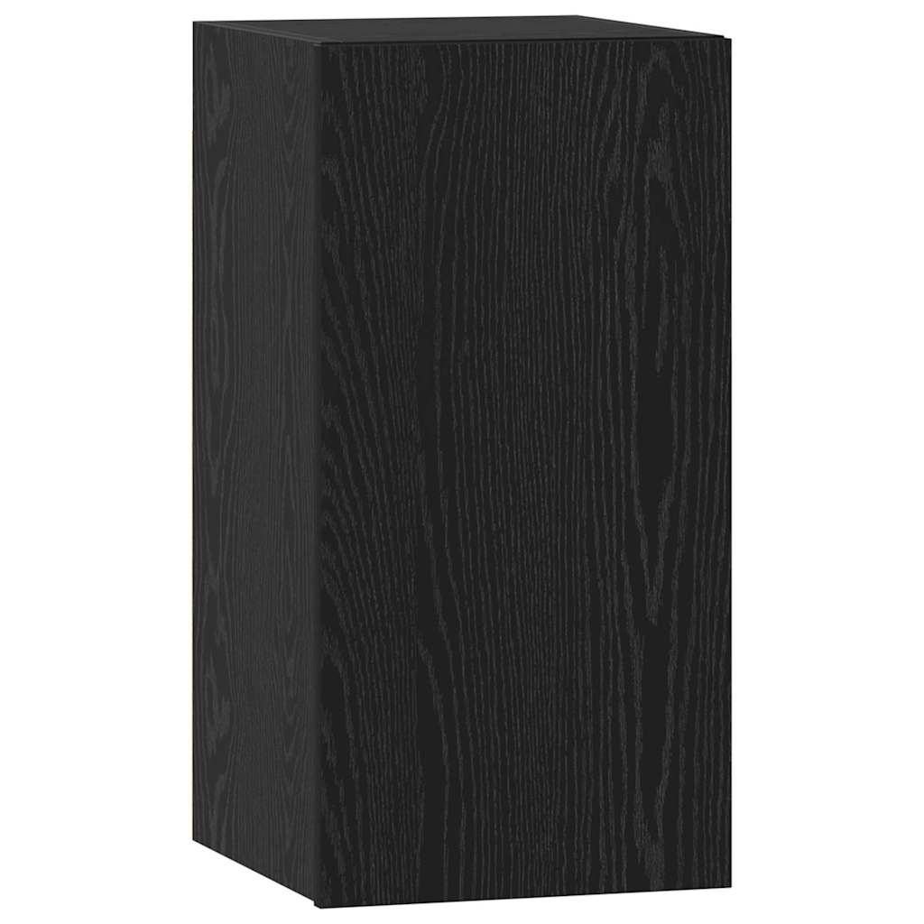 Tv-meubelset Wandgemonteerd Zwart Eiken Bewerkt hout is nu te koop bij PeponiXL, paradijselijk wonen!