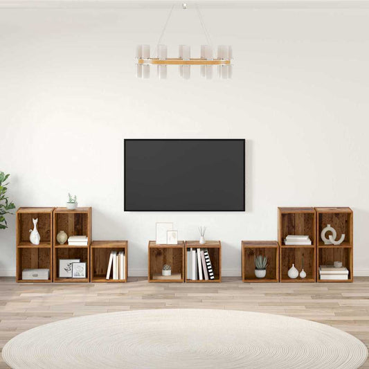 TV-kast set Wandgemonteerd 8 pcs Oud Hout Bewerkt hout is nu te koop bij PeponiXL, paradijselijk wonen!