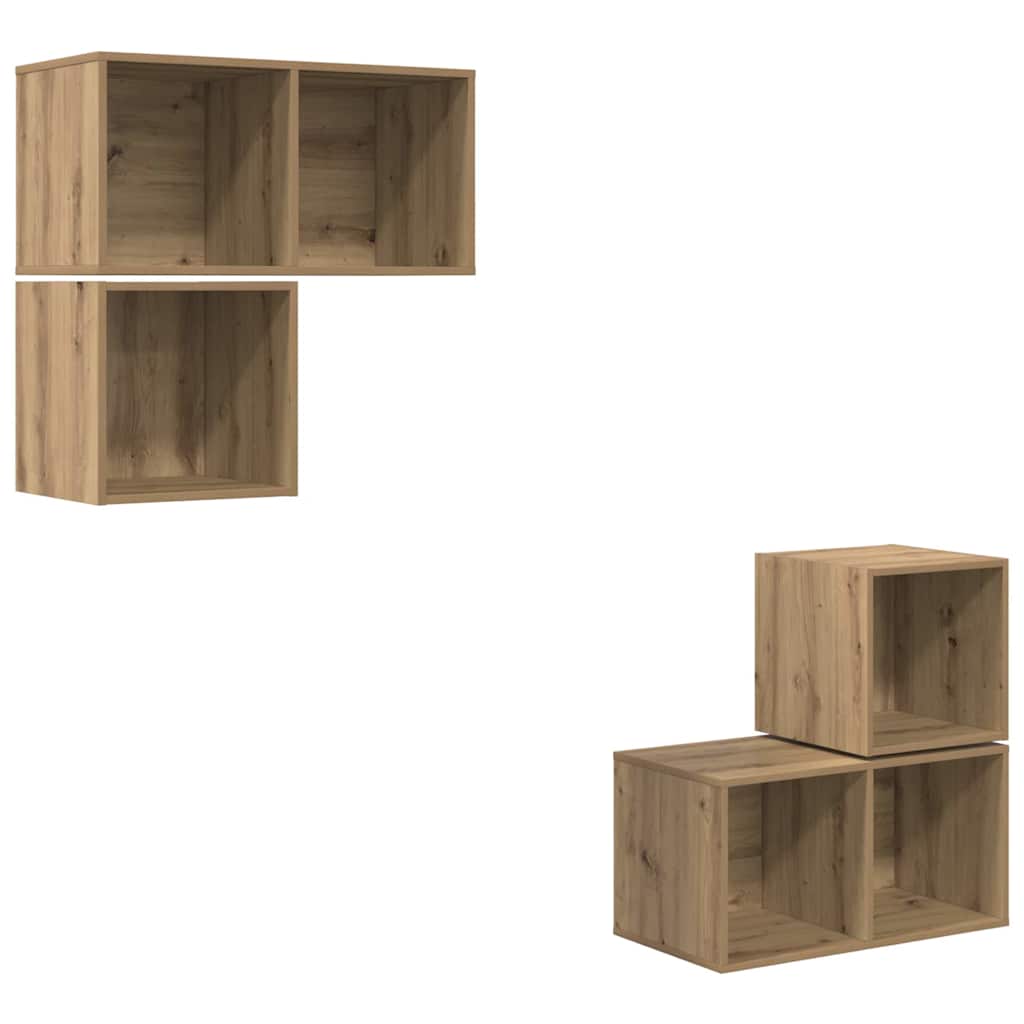 Tv-meubelset Wandgemonteerd 4 pcs Artisan Eiken Bewerkt hout is nu te koop bij PeponiXL, paradijselijk wonen!