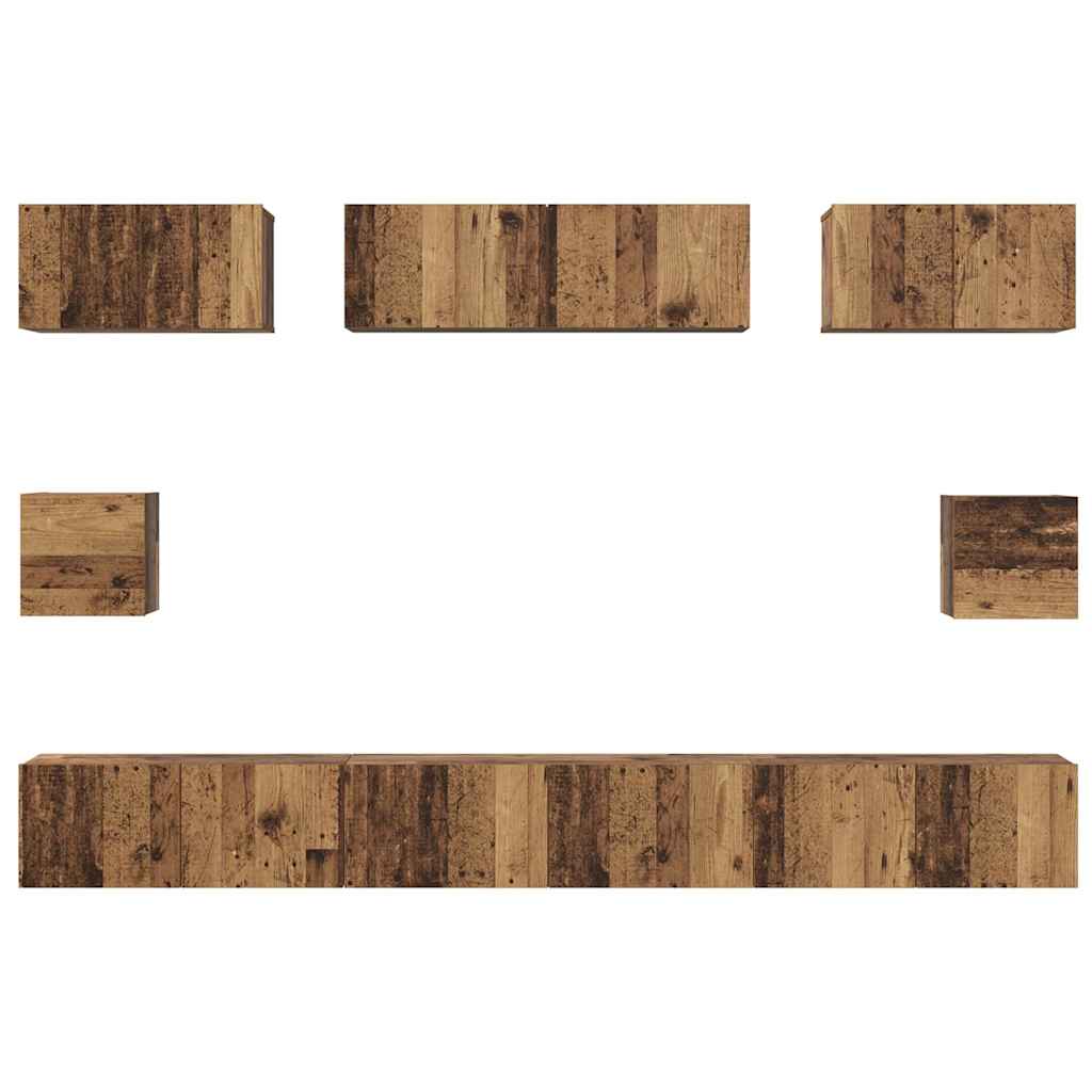 Tv-meubelset Wandgemonteerd 8 pcs Oud Hout Bewerkt hout is nu te koop bij PeponiXL, paradijselijk wonen!