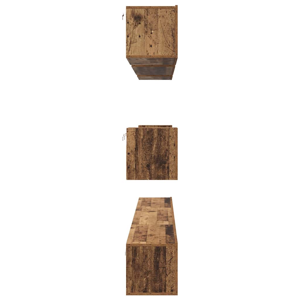 Tv-meubelset Wandgemonteerd 8 pcs Oud Hout Bewerkt hout is nu te koop bij PeponiXL, paradijselijk wonen!