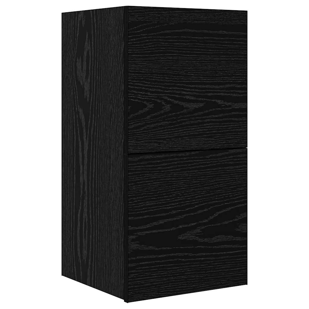 Tv-meubelset Wandgemonteerd 8 pcs Zwart Eiken Bewerkt hout is nu te koop bij PeponiXL, paradijselijk wonen!