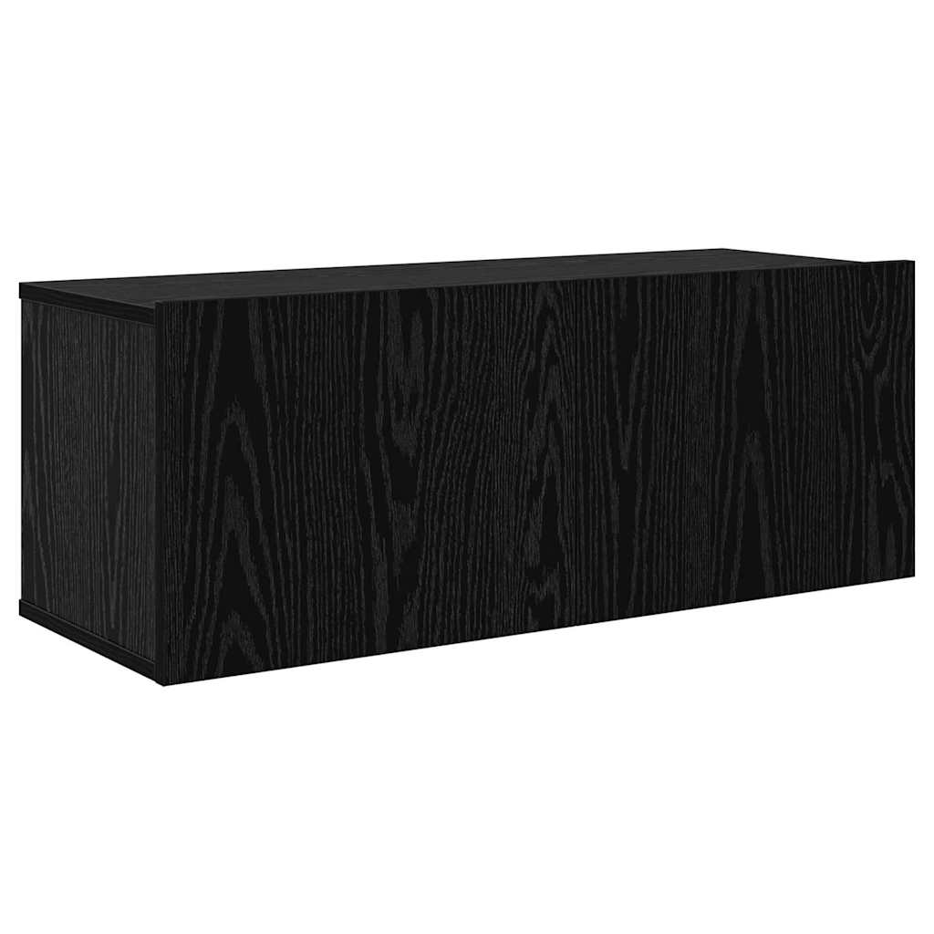 Tv-meubelset Wandgemonteerd 8 pcs Zwart Eiken Bewerkt hout is nu te koop bij PeponiXL, paradijselijk wonen!