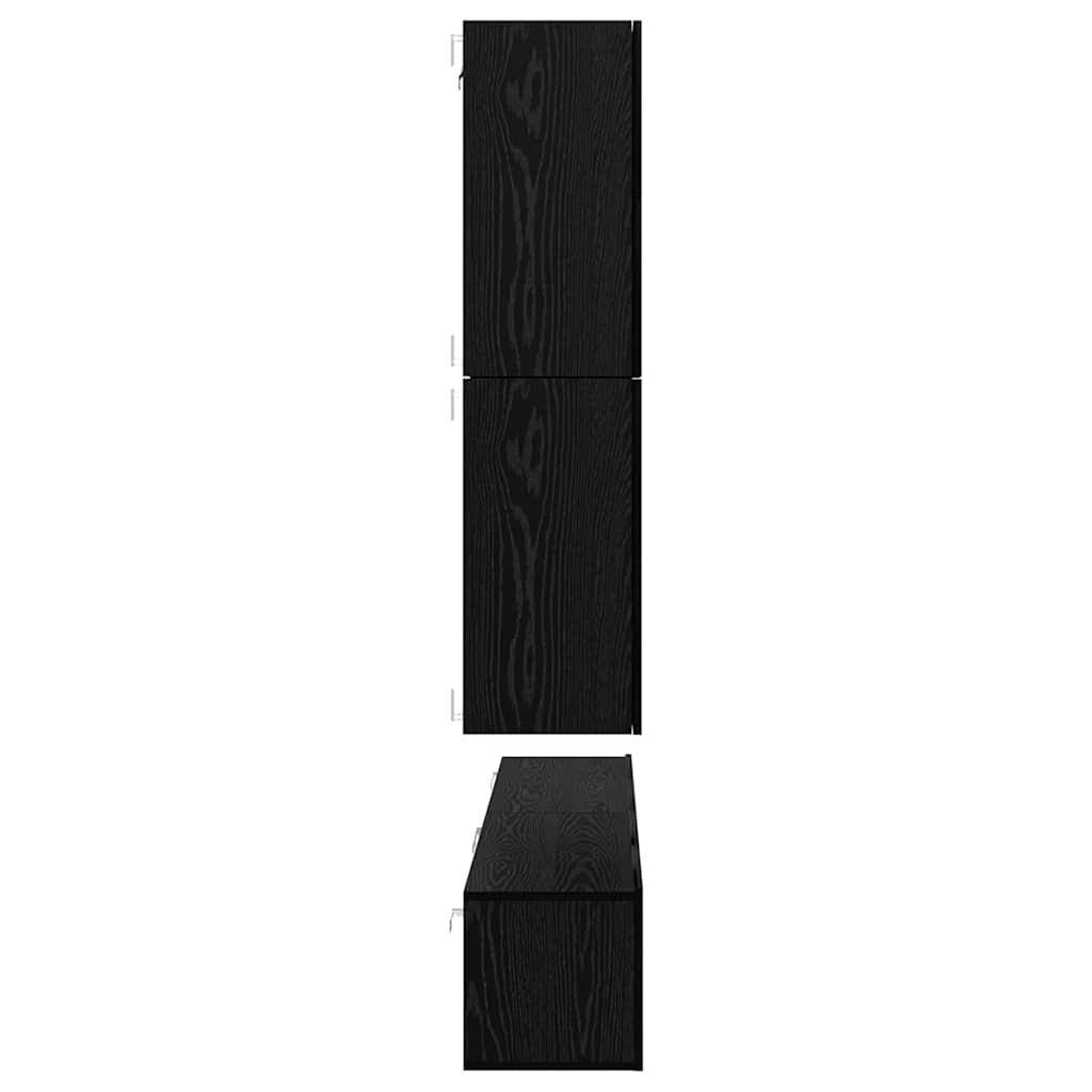 Tv-meubelset Wandgemonteerd 8 pcs Zwart Eiken Bewerkt hout is nu te koop bij PeponiXL, paradijselijk wonen!