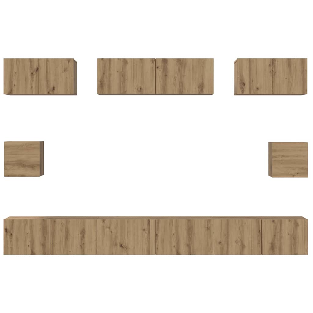 Tv-meubelset Wandgemonteerd 8 pcs Artisan Eiken Bewerkt hout is nu te koop bij PeponiXL, paradijselijk wonen!