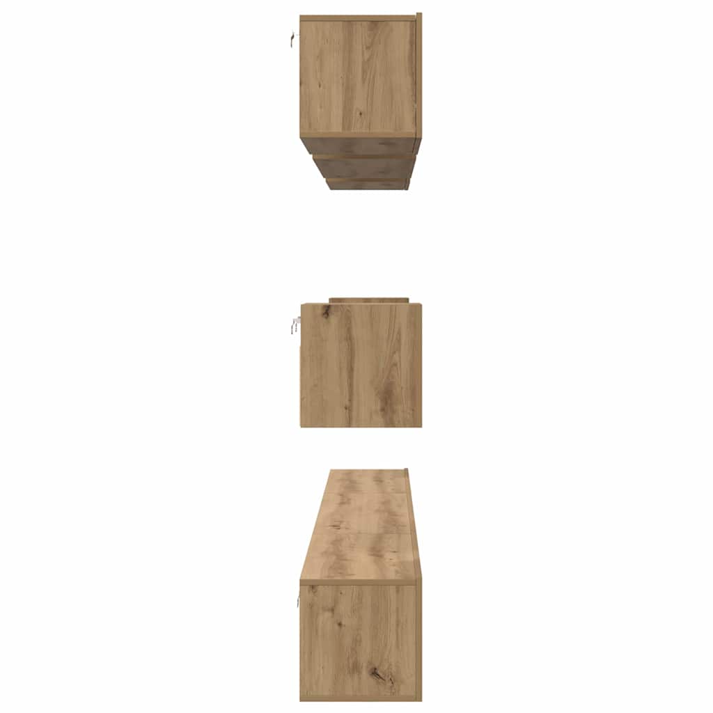 Tv-meubelset Wandgemonteerd 8 pcs Artisan Eiken Bewerkt hout is nu te koop bij PeponiXL, paradijselijk wonen!