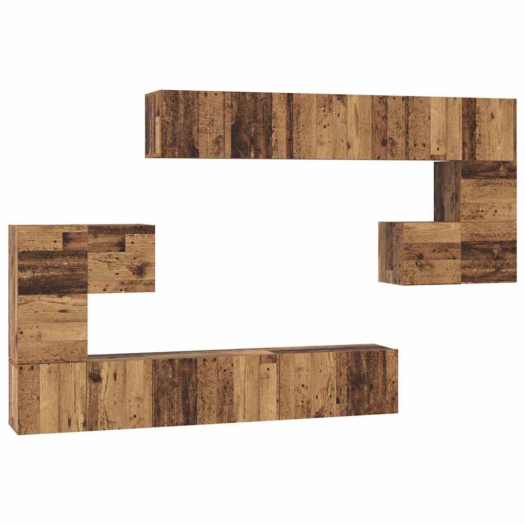 Tv-meubelset Wandgemonteerd 10 pcs Oud Hout Bewerkt hout is nu te koop bij PeponiXL, paradijselijk wonen!