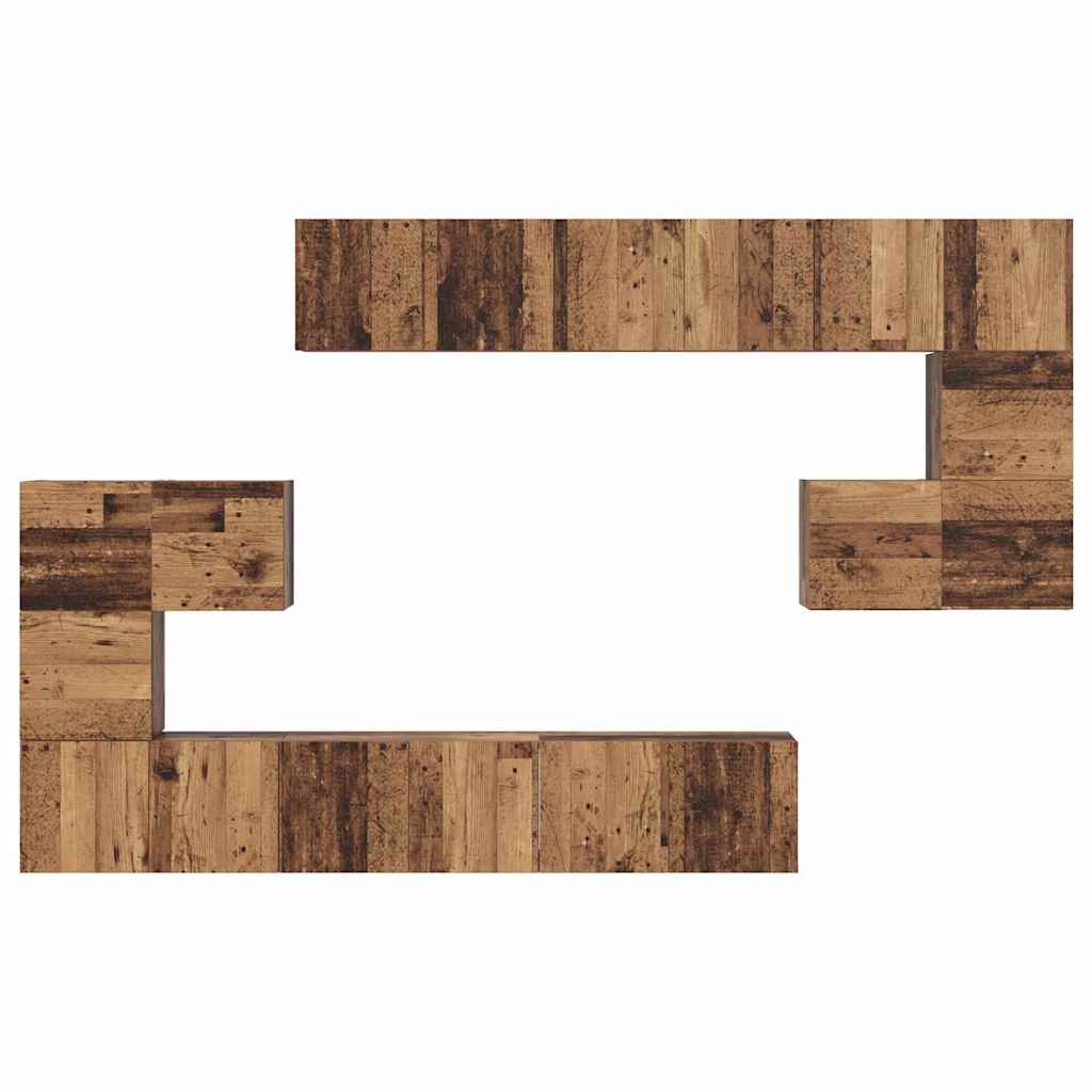 Tv-meubelset Wandgemonteerd 10 pcs Oud Hout Bewerkt hout is nu te koop bij PeponiXL, paradijselijk wonen!