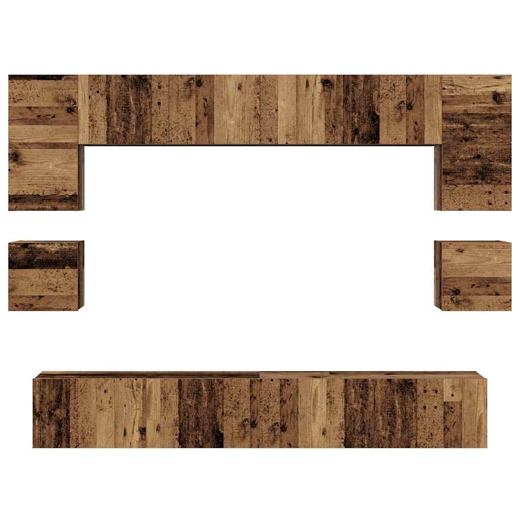 Tv-meubelset Wandgemonteerd 8 pcs Oud Hout Bewerkt hout is nu te koop bij PeponiXL, paradijselijk wonen!