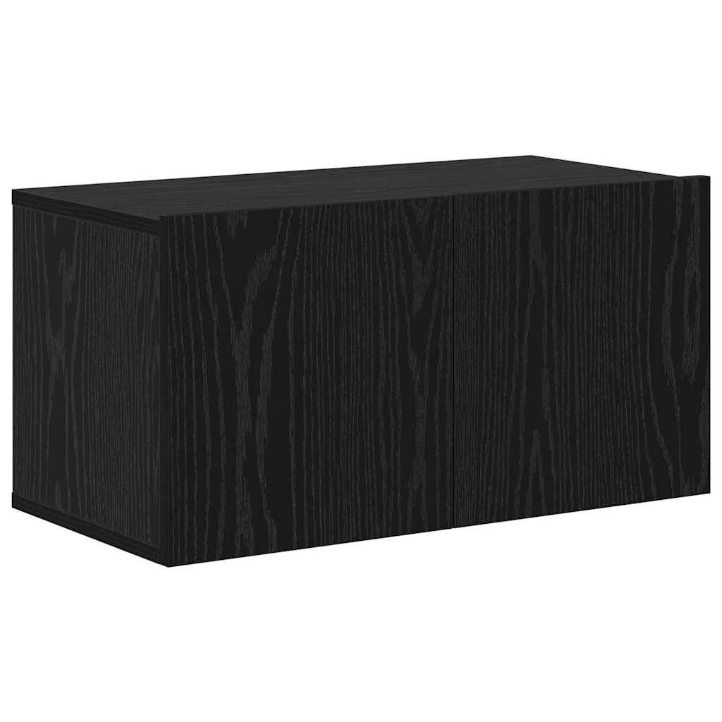 Tv-meubelset Wandgemonteerd 8 pcs Zwart Eiken Bewerkt hout is nu te koop bij PeponiXL, paradijselijk wonen!
