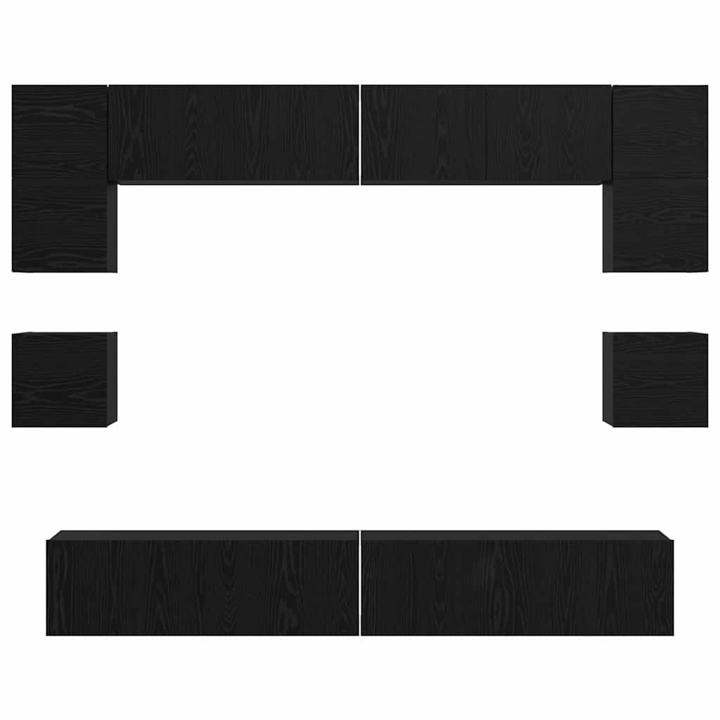 Tv-meubelset Wandgemonteerd 8 pcs Zwart Eiken Bewerkt hout is nu te koop bij PeponiXL, paradijselijk wonen!