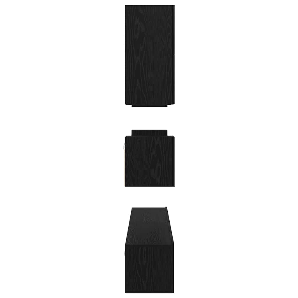 Tv-meubelset Wandgemonteerd 8 pcs Zwart Eiken Bewerkt hout is nu te koop bij PeponiXL, paradijselijk wonen!