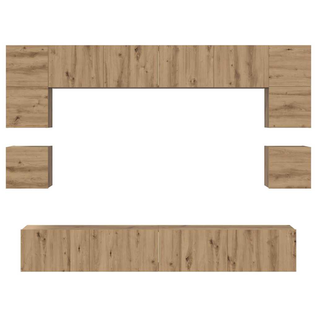 Tv-meubelset Wandgemonteerd 8 pcs Artisan Eiken Bewerkt hout is nu te koop bij PeponiXL, paradijselijk wonen!