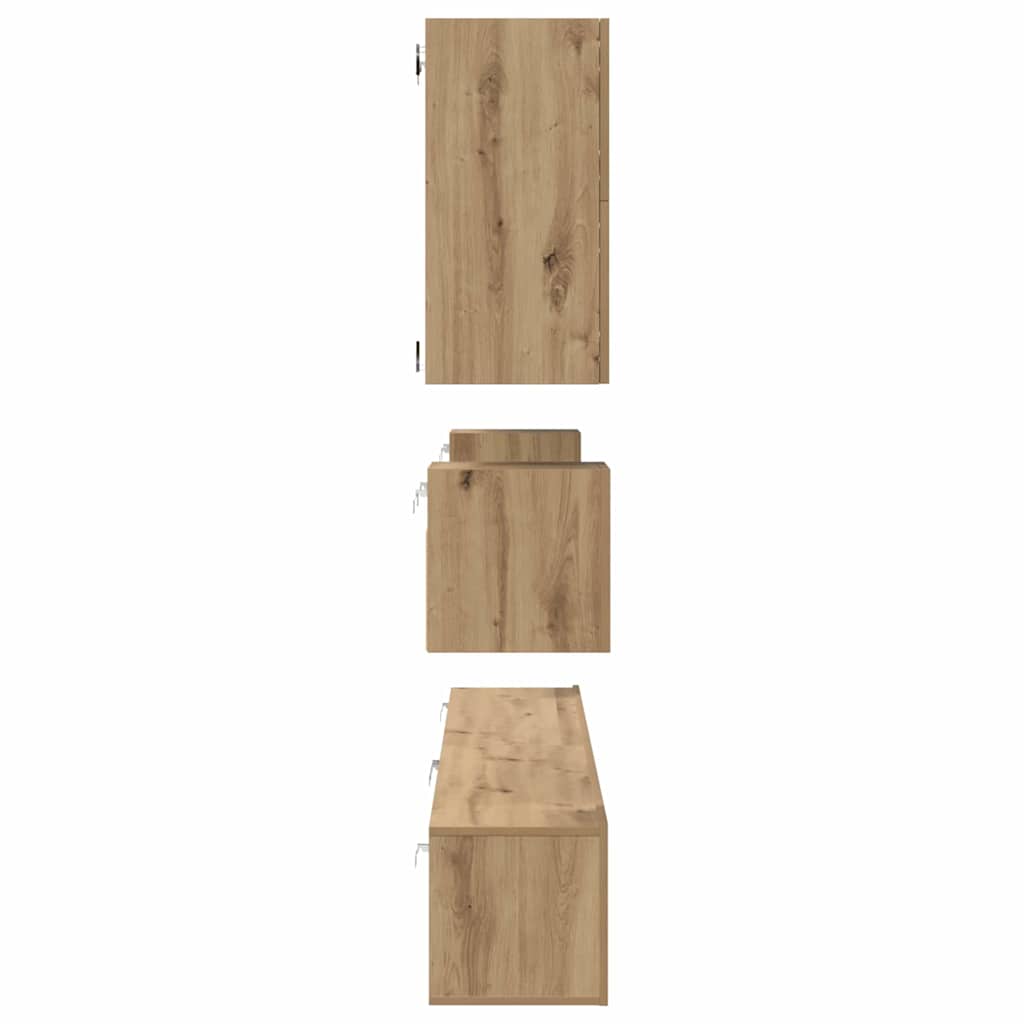 Tv-meubelset Wandgemonteerd 8 pcs Artisan Eiken Bewerkt hout is nu te koop bij PeponiXL, paradijselijk wonen!