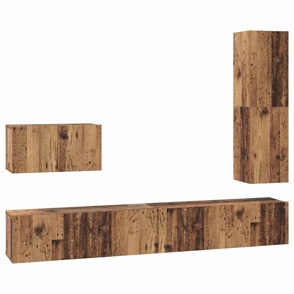 Tv-meubelset met lade 4 pcs Oud Hout Bewerkt hout is nu te koop bij PeponiXL, paradijselijk wonen!