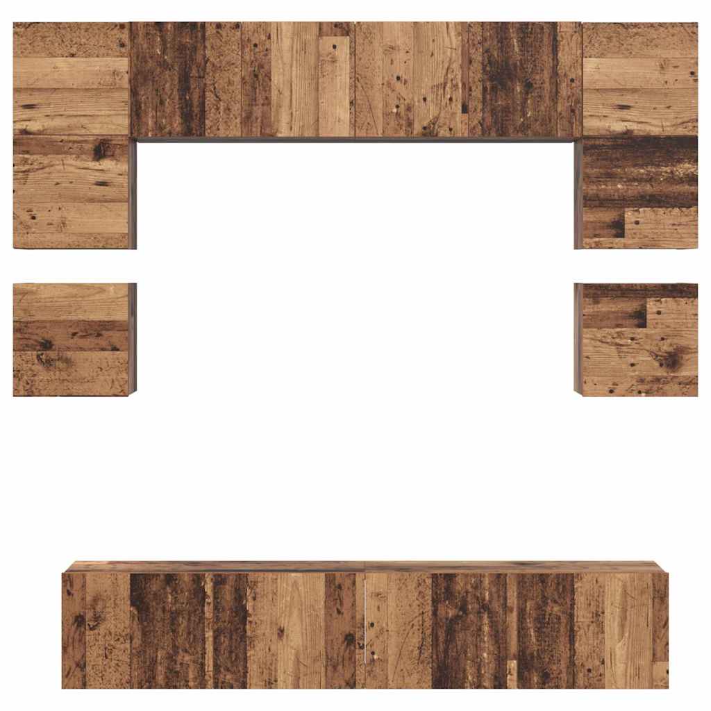 Tv-meubelset Wandgemonteerd 8 pcs Oud Hout Bewerkt hout is nu te koop bij PeponiXL, paradijselijk wonen!