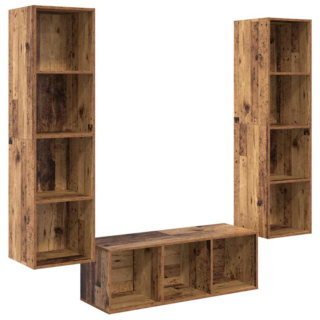 Tv-meubelset Wandgemonteerd 3 pcs Oud Hout Bewerkt hout is nu te koop bij PeponiXL, paradijselijk wonen!