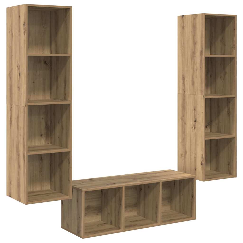 Tv-meubelset Wandgemonteerd 3 pcs Artisan Eiken Bewerkt hout is nu te koop bij PeponiXL, paradijselijk wonen!