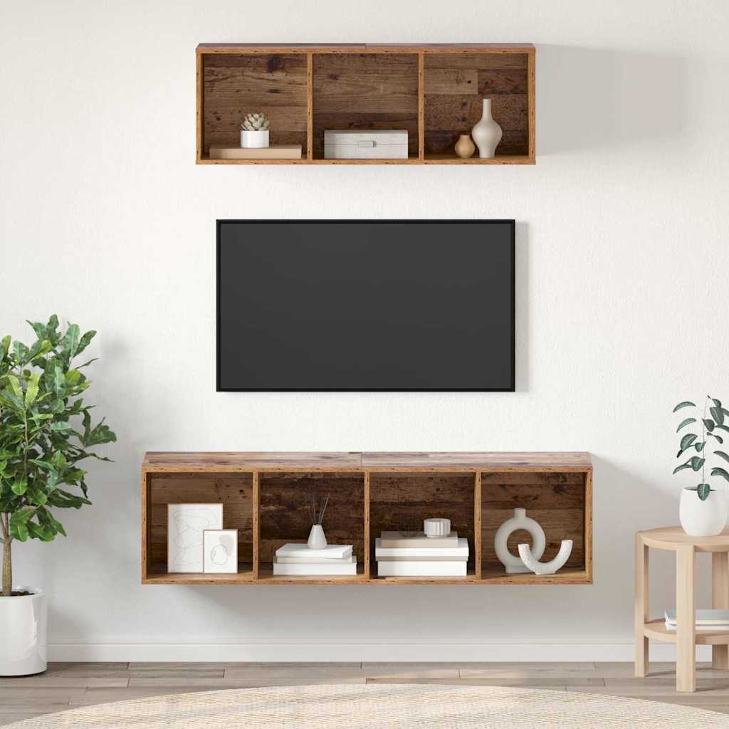 Tv-meubelset Wandgemonteerd 2 pcs Oud Hout Bewerkt hout is nu te koop bij PeponiXL, paradijselijk wonen!