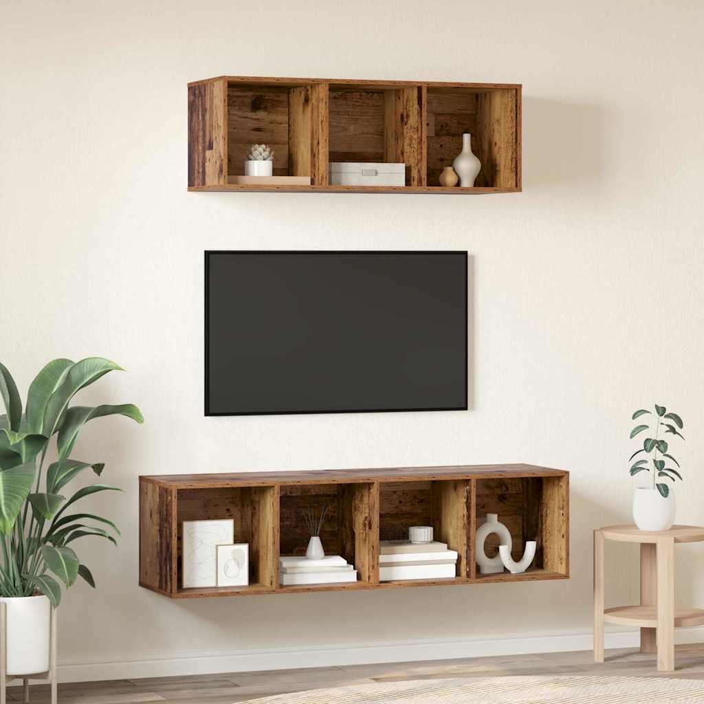 Tv-meubelset Wandgemonteerd 2 pcs Oud Hout Bewerkt hout is nu te koop bij PeponiXL, paradijselijk wonen!