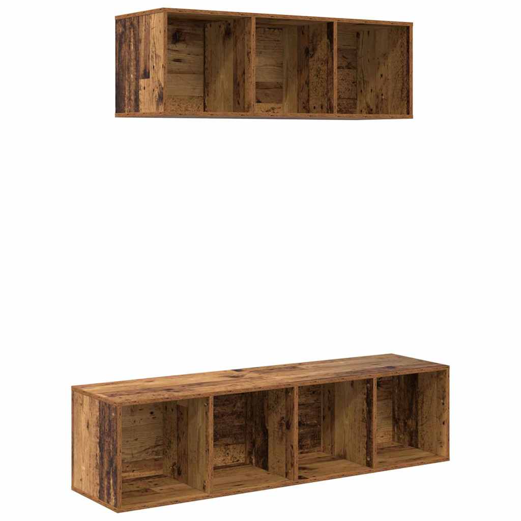 Tv-meubelset Wandgemonteerd 2 pcs Oud Hout Bewerkt hout is nu te koop bij PeponiXL, paradijselijk wonen!