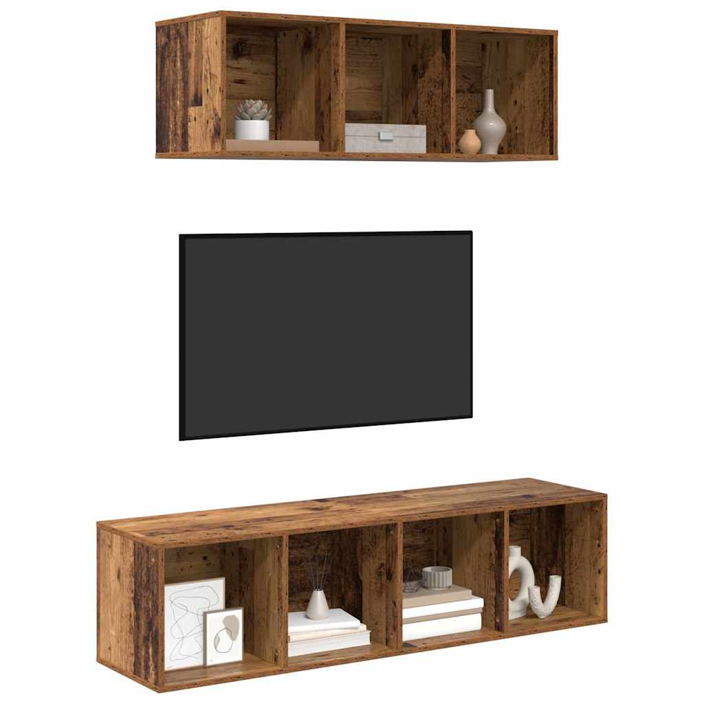 Tv-meubelset Wandgemonteerd 2 pcs Oud Hout Bewerkt hout is nu te koop bij PeponiXL, paradijselijk wonen!
