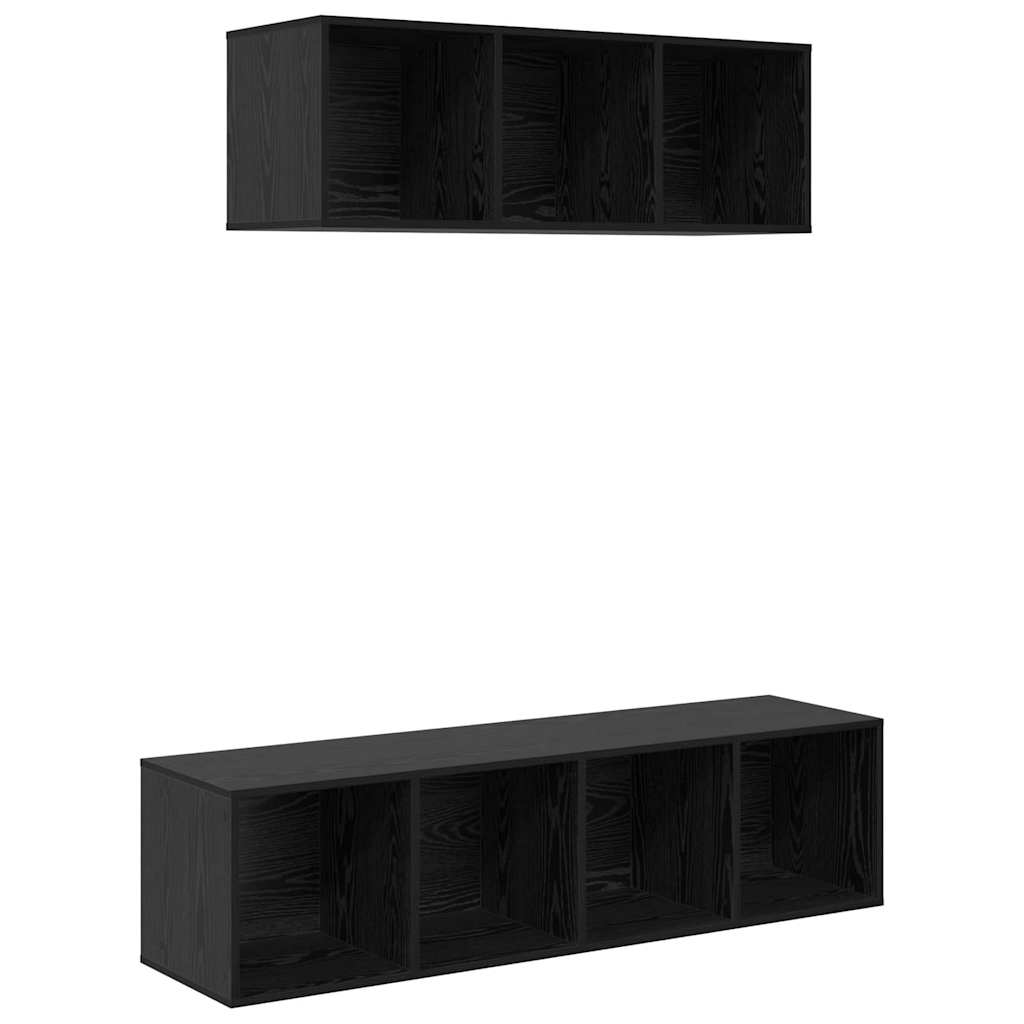 Tv-meubelset Wandgemonteerd 2 pcs Zwart Eiken Bewerkt hout is nu te koop bij PeponiXL, paradijselijk wonen!