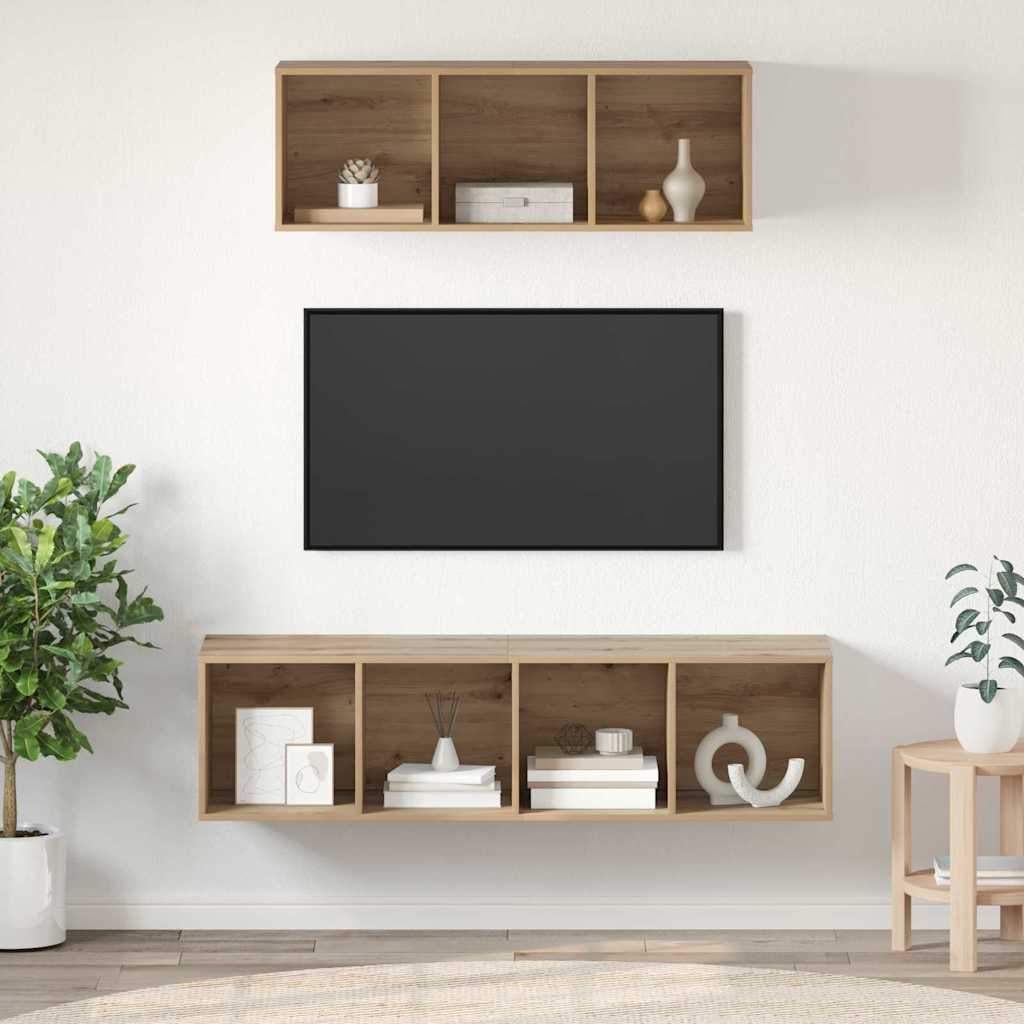 Tv-meubelset Wandgemonteerd 2 pcs Artisan Eiken Bewerkt hout is nu te koop bij PeponiXL, paradijselijk wonen!