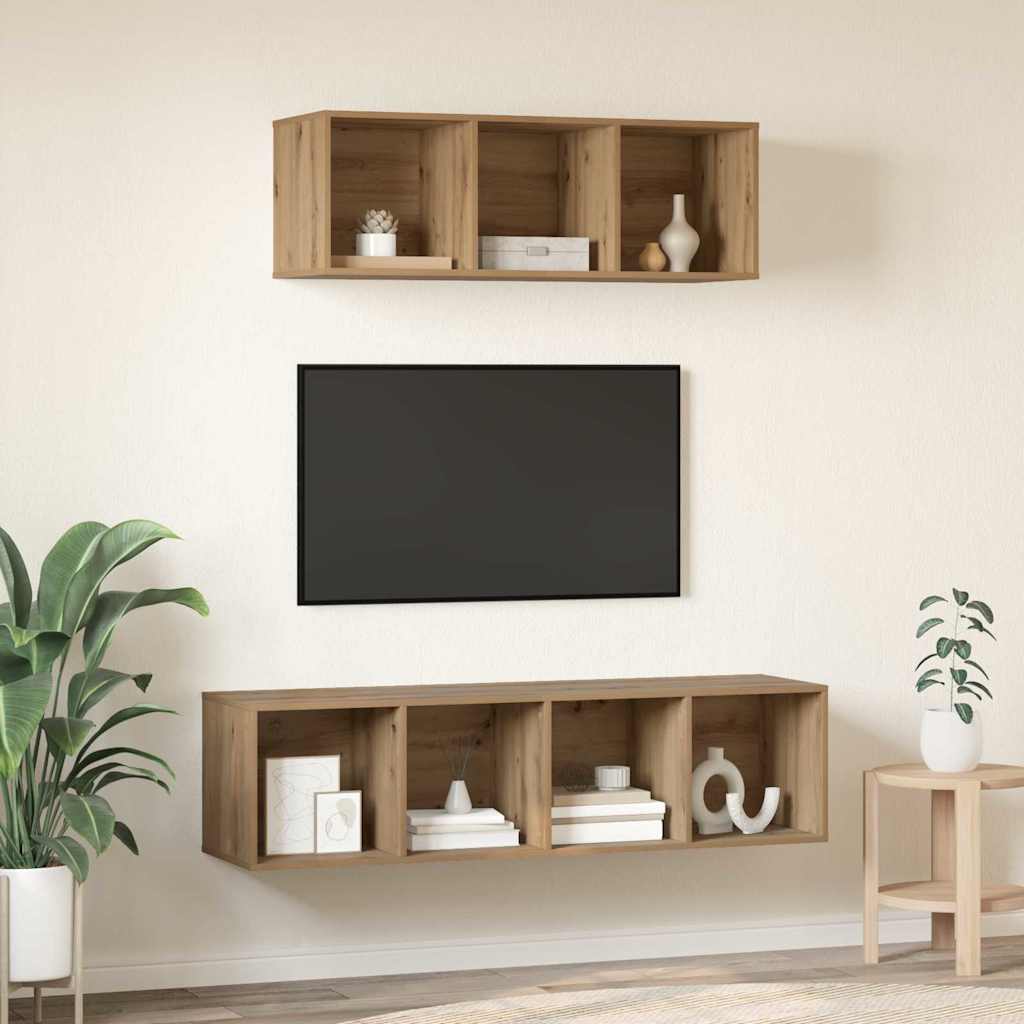 Tv-meubelset Wandgemonteerd 2 pcs Artisan Eiken Bewerkt hout is nu te koop bij PeponiXL, paradijselijk wonen!