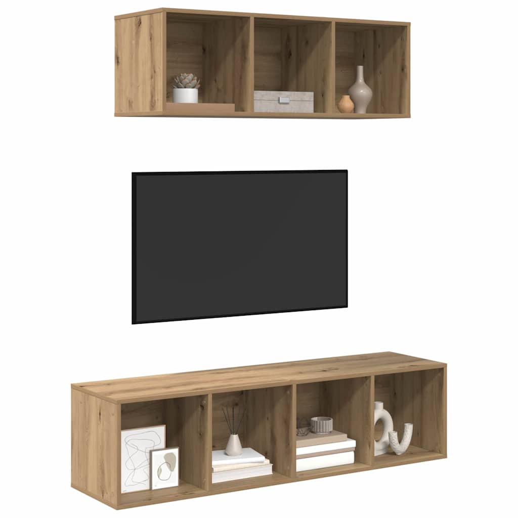 Tv-meubelset Wandgemonteerd 2 pcs Artisan Eiken Bewerkt hout is nu te koop bij PeponiXL, paradijselijk wonen!