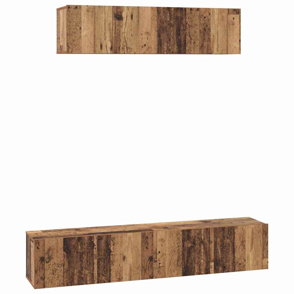 Tv-meubelset Wandgemonteerd 4 pcs Oud Hout Bewerkt hout is nu te koop bij PeponiXL, paradijselijk wonen!