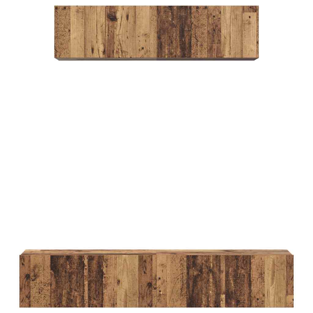 Tv-meubelset Wandgemonteerd 4 pcs Oud Hout Bewerkt hout is nu te koop bij PeponiXL, paradijselijk wonen!