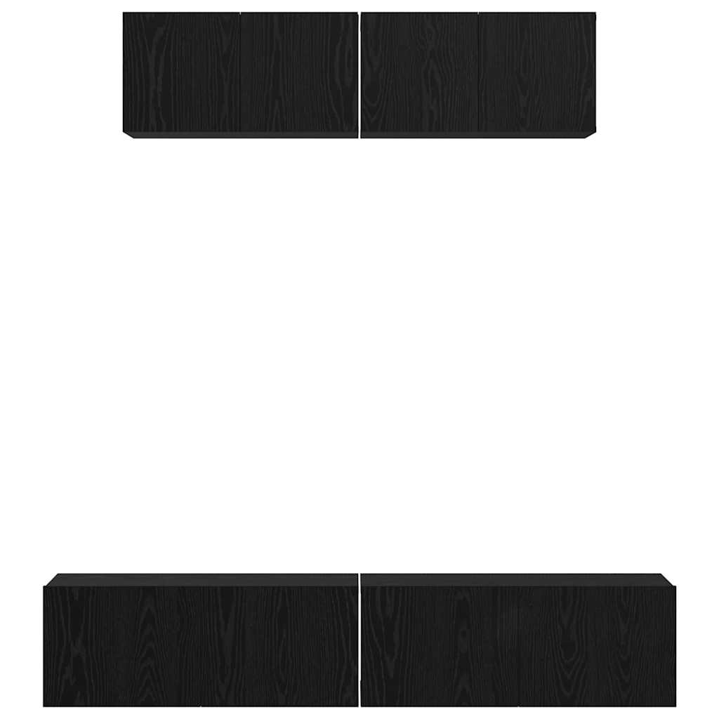 Tv-meubelset Wandgemonteerd 4 pcs Zwart Eiken Bewerkt hout is nu te koop bij PeponiXL, paradijselijk wonen!