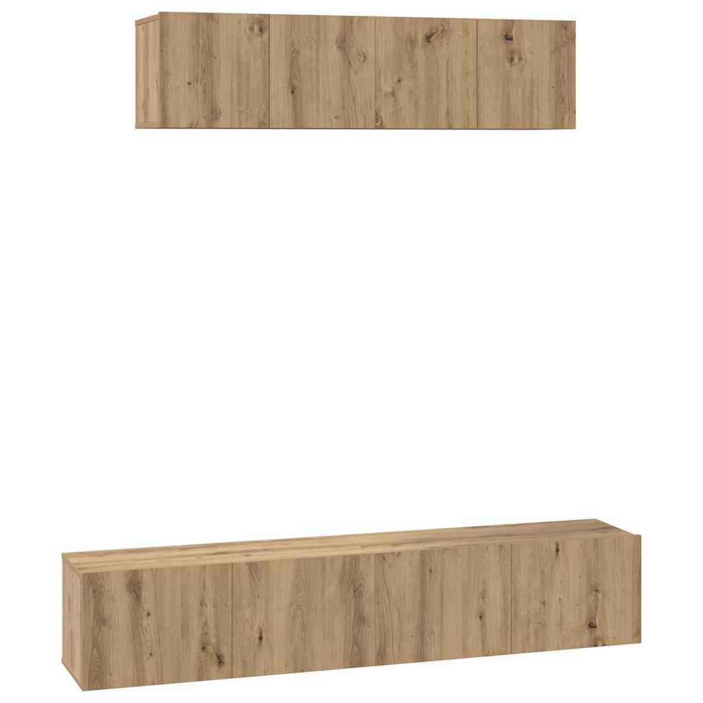 Tv-meubelset Wandgemonteerd 4 pcs Artisan Eiken Bewerkt hout is nu te koop bij PeponiXL, paradijselijk wonen!
