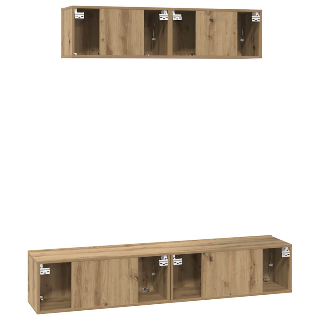 Tv-meubelset Wandgemonteerd 4 pcs Artisan Eiken Bewerkt hout is nu te koop bij PeponiXL, paradijselijk wonen!