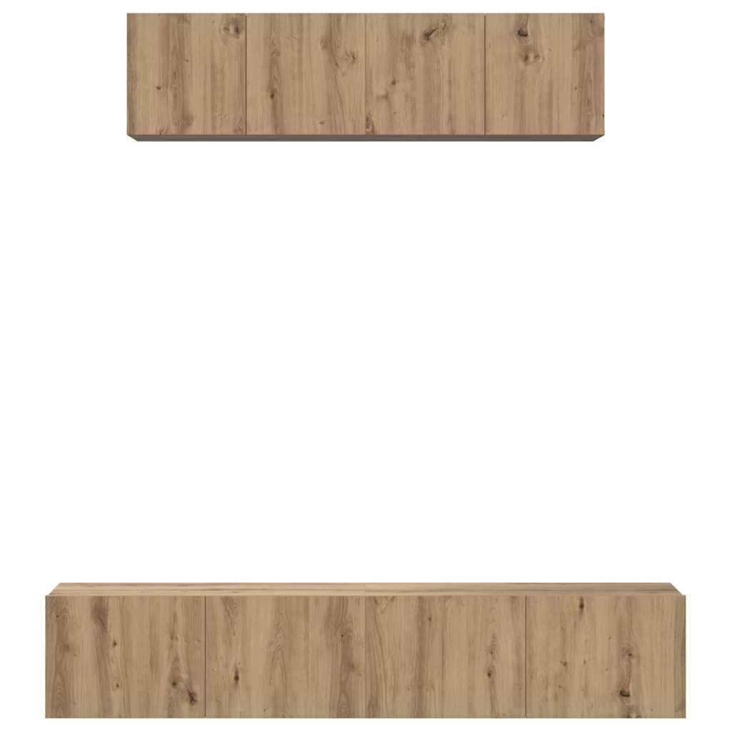 Tv-meubelset Wandgemonteerd 4 pcs Artisan Eiken Bewerkt hout is nu te koop bij PeponiXL, paradijselijk wonen!