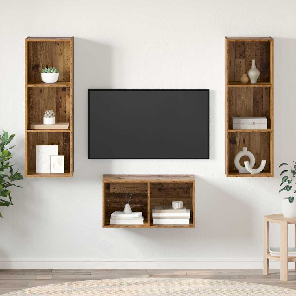 Tv-meubelset Oud Hout 37 x 37 x 107 cm Bewerkt hout is nu te koop bij PeponiXL, paradijselijk wonen!
